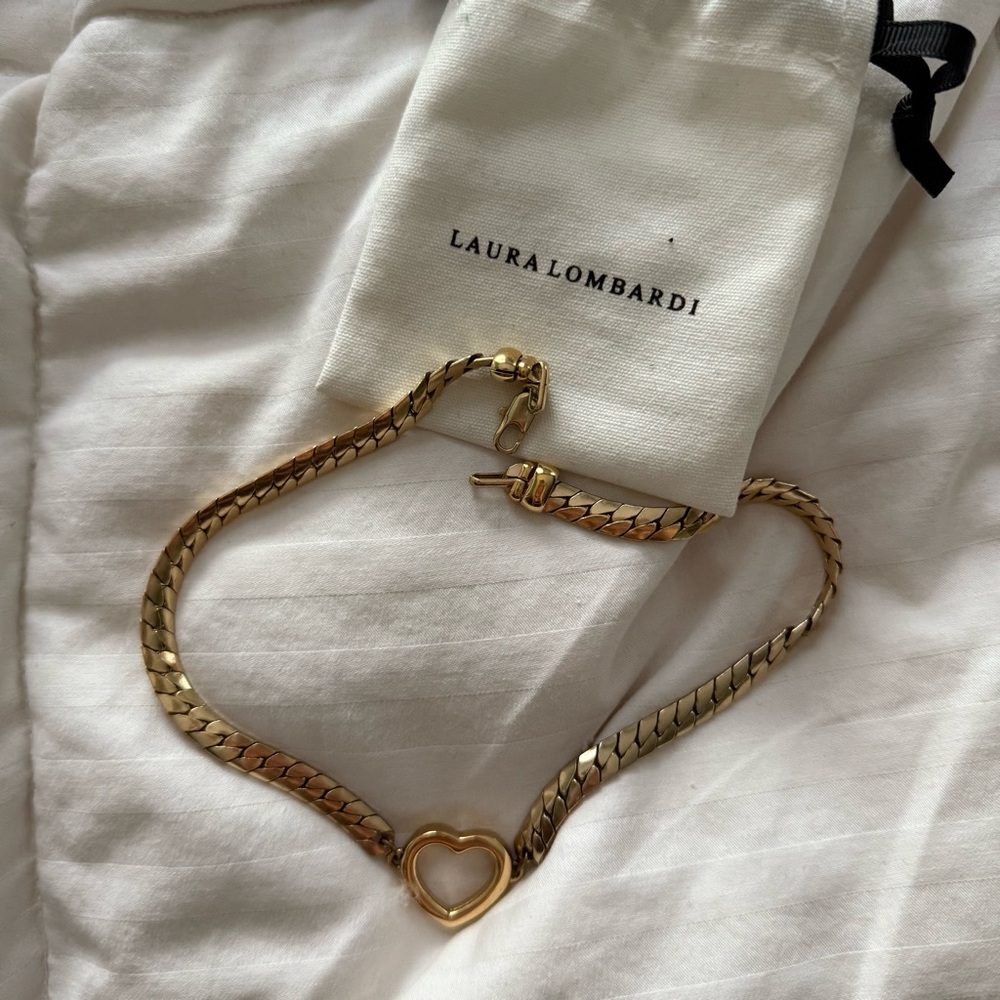 Laura Lombardi Gold Heart Choker Necklace - Picture 3 of 4